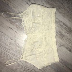 AEO White Cropped Lace Tank Top